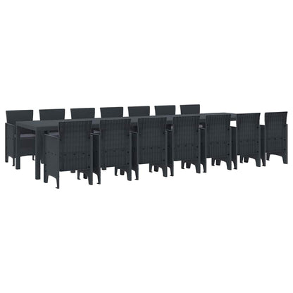 Garten Essgruppe 15 pcs Anthrazit Polt Rattan