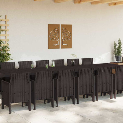 Garten Essgruppe 15 pcs Braun Polt Rattan