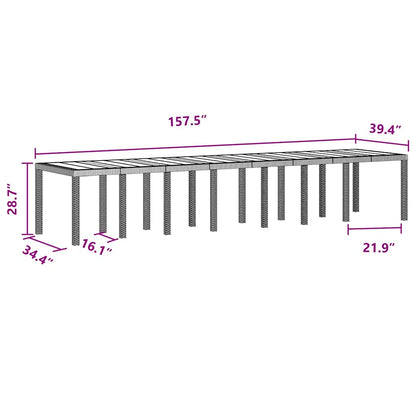 Garten Essgruppe 15 pcs Braun Polt Rattan