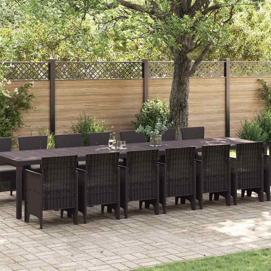 Garten Essgruppe 15 pcs Braun Polt Rattan