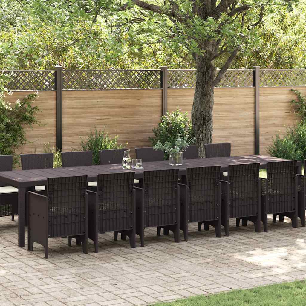 Garten Essgruppe 15 pcs Braun Polt Rattan
