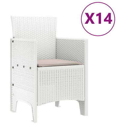 Garten Essgruppe 15 pcs Weiß Polt Rattan