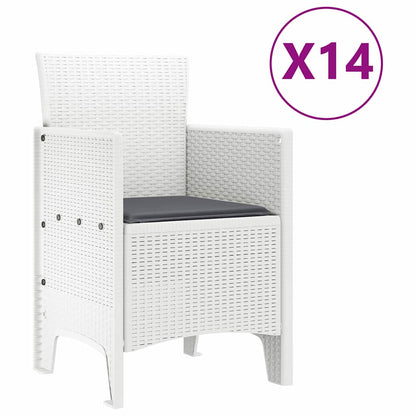 Garten Essgruppe 15 pcs Weiß Polt Rattan