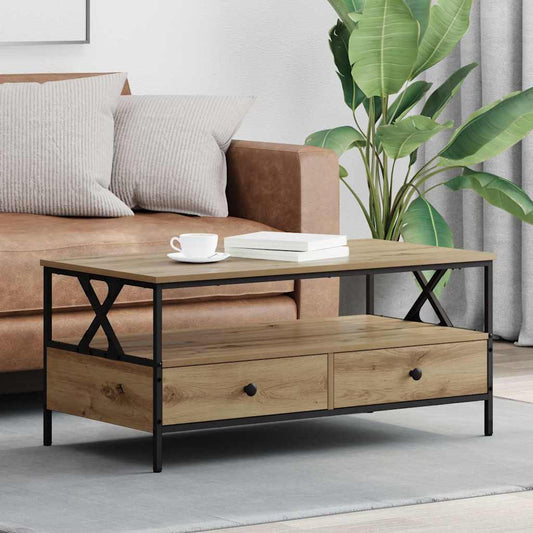 Couchtisch Eiche handwerklich 100 x 51 x 45 cm Holzwerkstoff