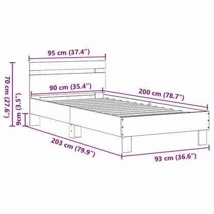 Bettgestell mit Kopfteil Altholz 90 x 200 cm Holzwerkstoff