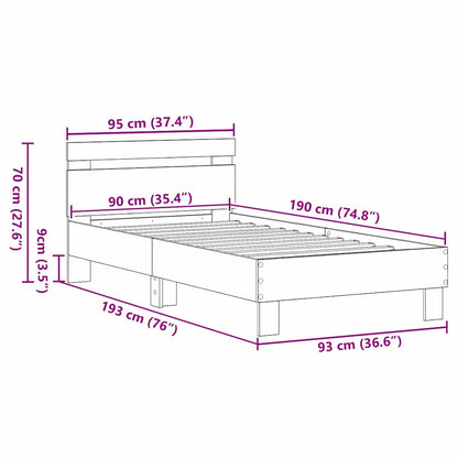 Bettgestell mit Kopfteil Altholz 90 x 190 cm Holzwerkstoff