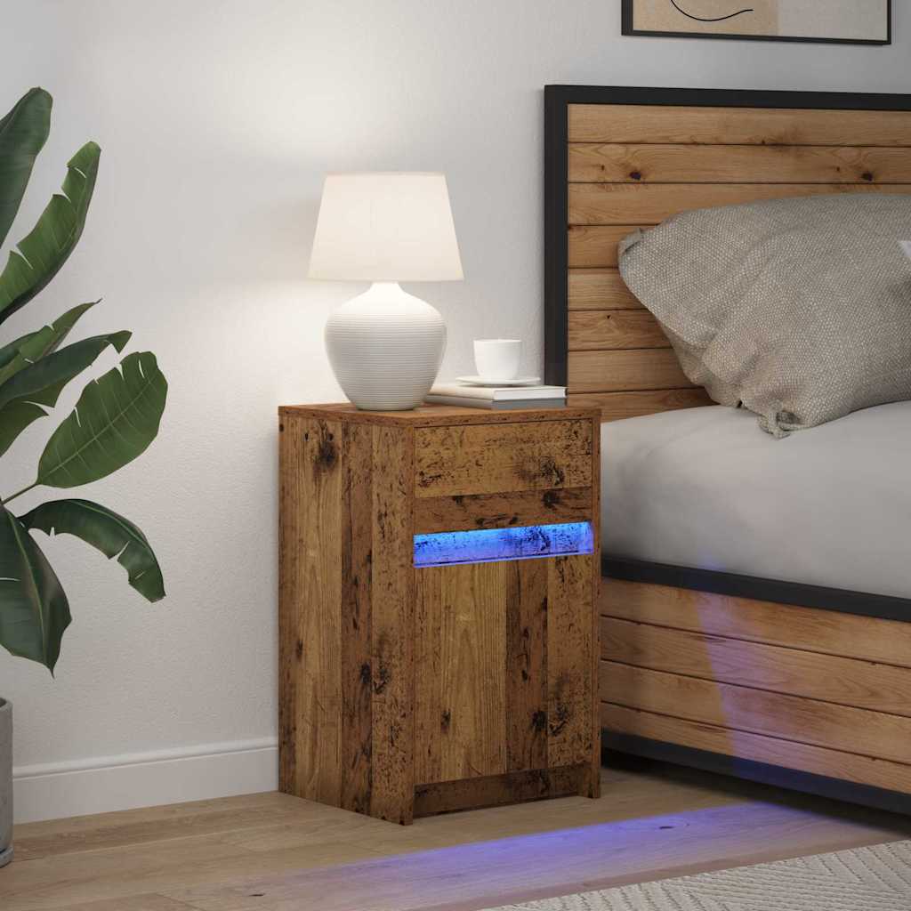 LED Nachttisch Altholz 38 x 34 x 61 cm Holzwerkstoff