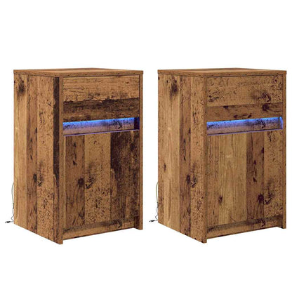 LED Nachttisch 2 pcs Altholz 38 x 34 x 61 cm Holzwerkstoff