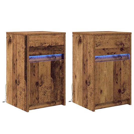 LED Nachttisch 2 pcs Altholz 38 x 34 x 61 cm Holzwerkstoff