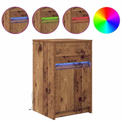 LED Nachttisch 2 pcs Altholz 38 x 34 x 61 cm Holzwerkstoff