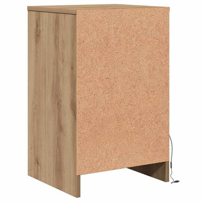 LED Nachttisch Eiche handwerklich 38 x 34 x 61 cm Holzwerkstoff