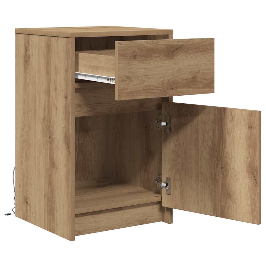 LED Nachttisch 2 pcs Eiche handwerklich 38 x 34 x 61 cm
