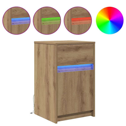 LED Nachttisch 2 pcs Eiche handwerklich 38 x 34 x 61 cm