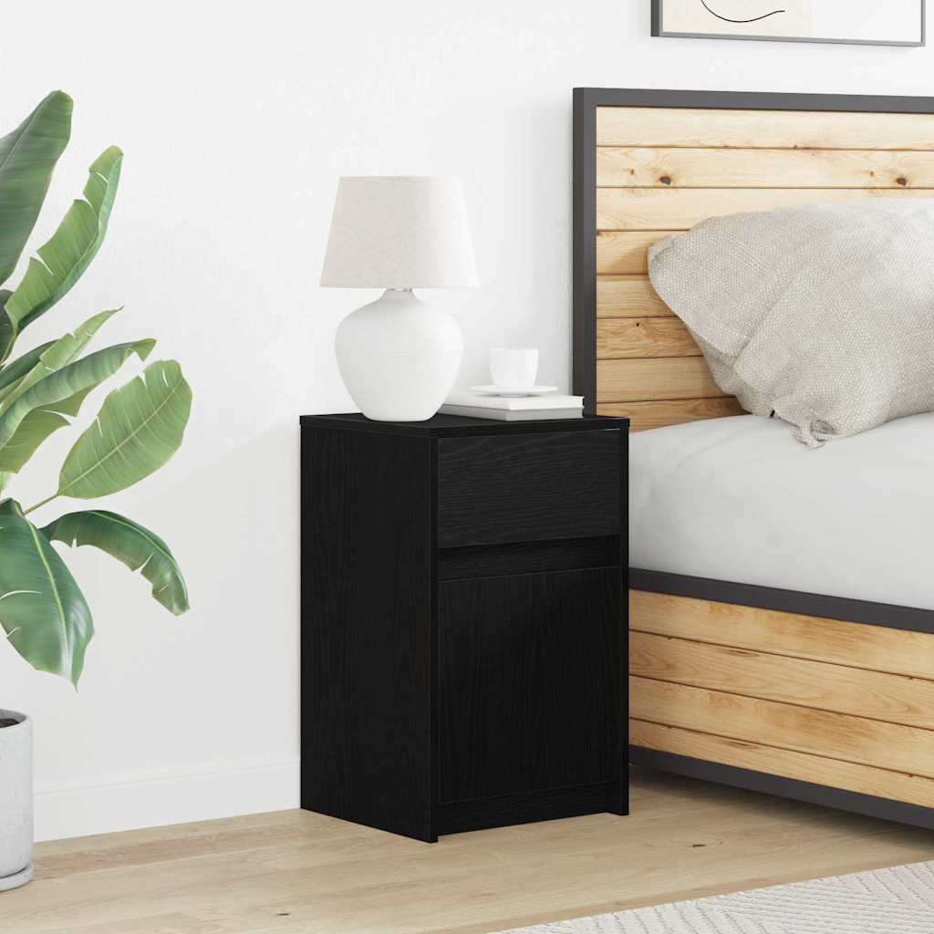 LED Nachttisch Schwarze Eiche 38 x 34 x 61 cm Holzwerkstoff