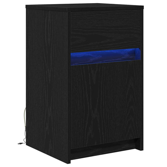 LED Nachttisch Schwarze Eiche 38 x 34 x 61 cm Holzwerkstoff