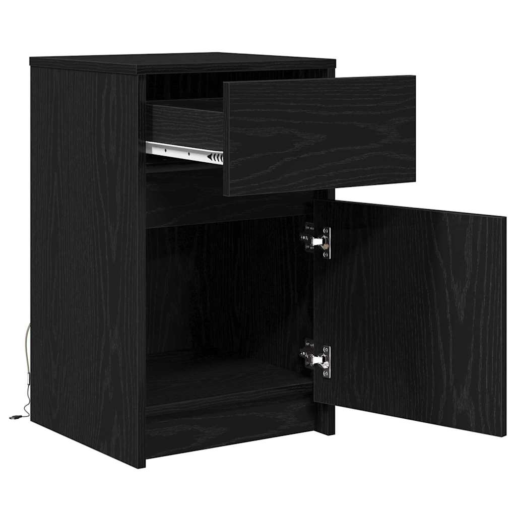 LED Nachttisch Schwarze Eiche 38 x 34 x 61 cm Holzwerkstoff