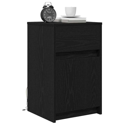 LED Nachttisch Schwarze Eiche 38 x 34 x 61 cm Holzwerkstoff