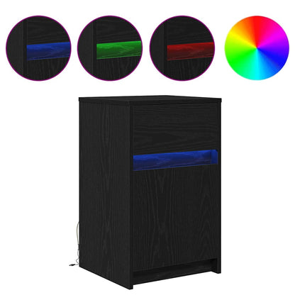 LED Nachttisch Schwarze Eiche 38 x 34 x 61 cm Holzwerkstoff