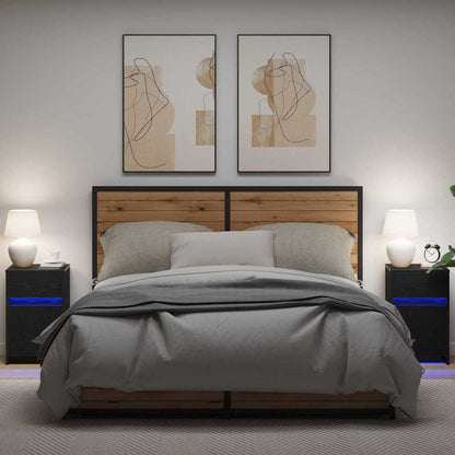 LED Nachttisch 2 pcs Schwarze Eiche 38 x 34 x 61 cm