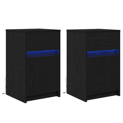 LED Nachttisch 2 pcs Schwarze Eiche 38 x 34 x 61 cm