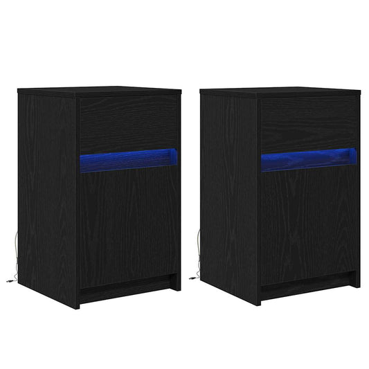 LED Nachttisch 2 pcs Schwarze Eiche 38 x 34 x 61 cm