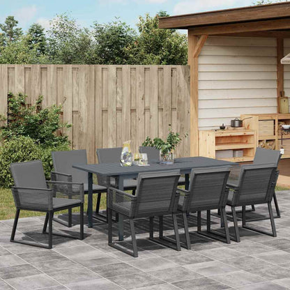 Garten Essgruppe 9 pcs Anthrazit Stahl und Poly-Rattan