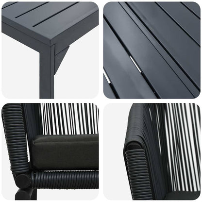 Garten Essgruppe 7 pcs Schwarz Poly Rattan