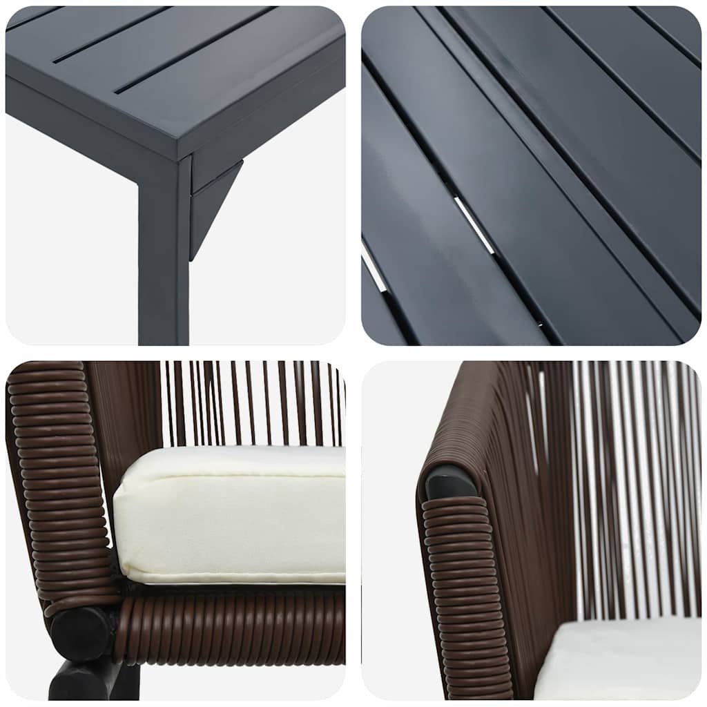 Garten Essgruppe 7 pcs Braun Poly Rattan