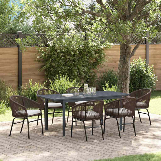 Garten Essgruppe 7 pcs Braun Poly Rattan