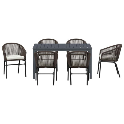 Garten Essgruppe 7 pcs Braun Poly Rattan