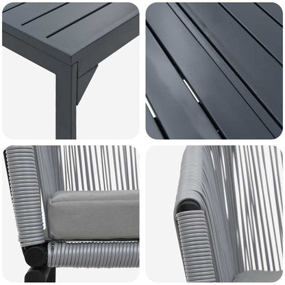 Garten Essgruppe 7 pcs Grau Poly Rattan