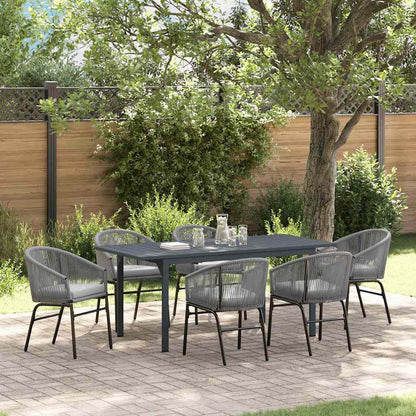Garten Essgruppe 7 pcs Grau Poly Rattan