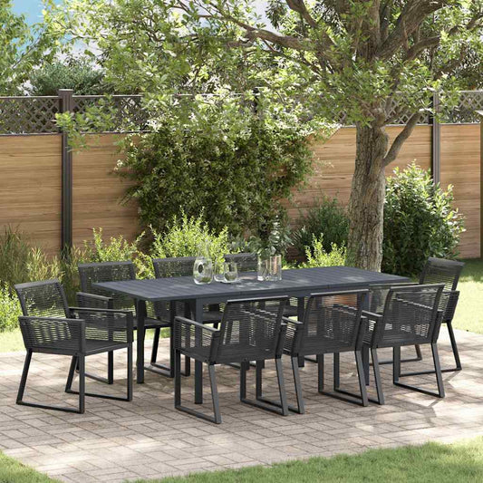 Garten Essgruppe 9 pcs Schwarz Poly Rattan