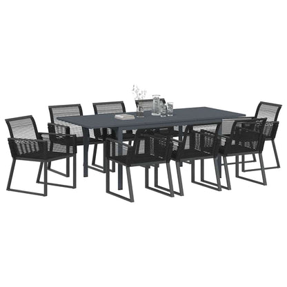 Garten Essgruppe 9 pcs Schwarz Poly Rattan