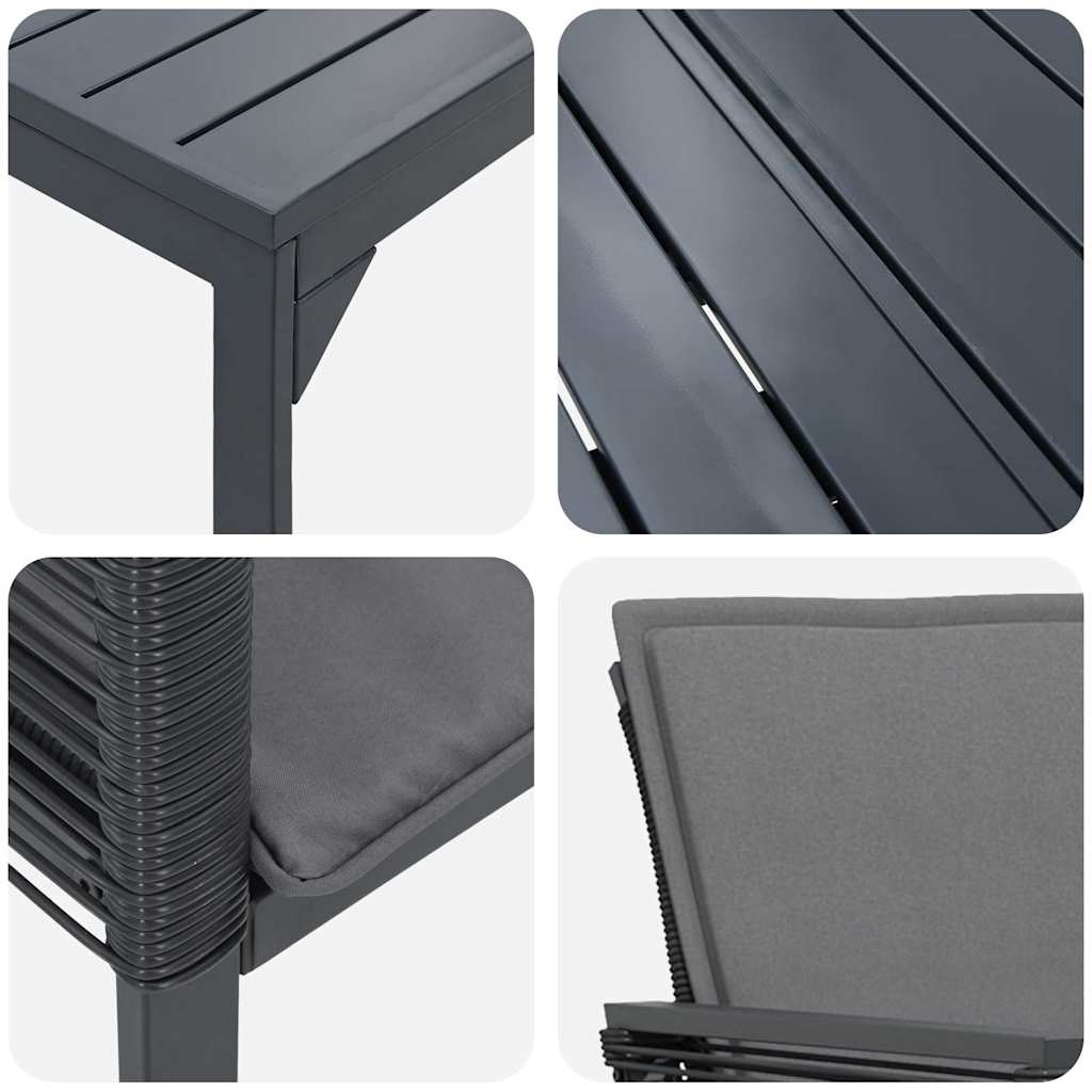 Garten Essgruppe 9 pcs Schwarz Poly Rattan