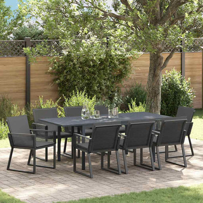 Garten Essgruppe 9 pcs Schwarz Poly Rattan