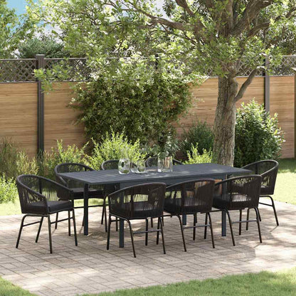Garten Essgruppe 9 pcs Schwarz Poly Rattan