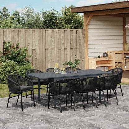Garten Essgruppe 9 pcs Schwarz Poly Rattan