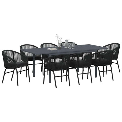 Garten Essgruppe 9 pcs Schwarz Poly Rattan