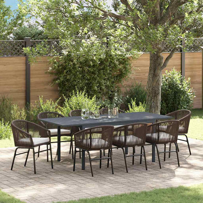 Garten Essgruppe 9 pcs Braun Poly Rattan