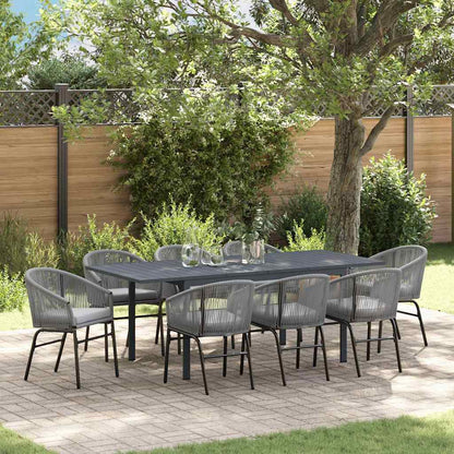 Garten Essgruppe 9 pcs Grau Poly Rattan