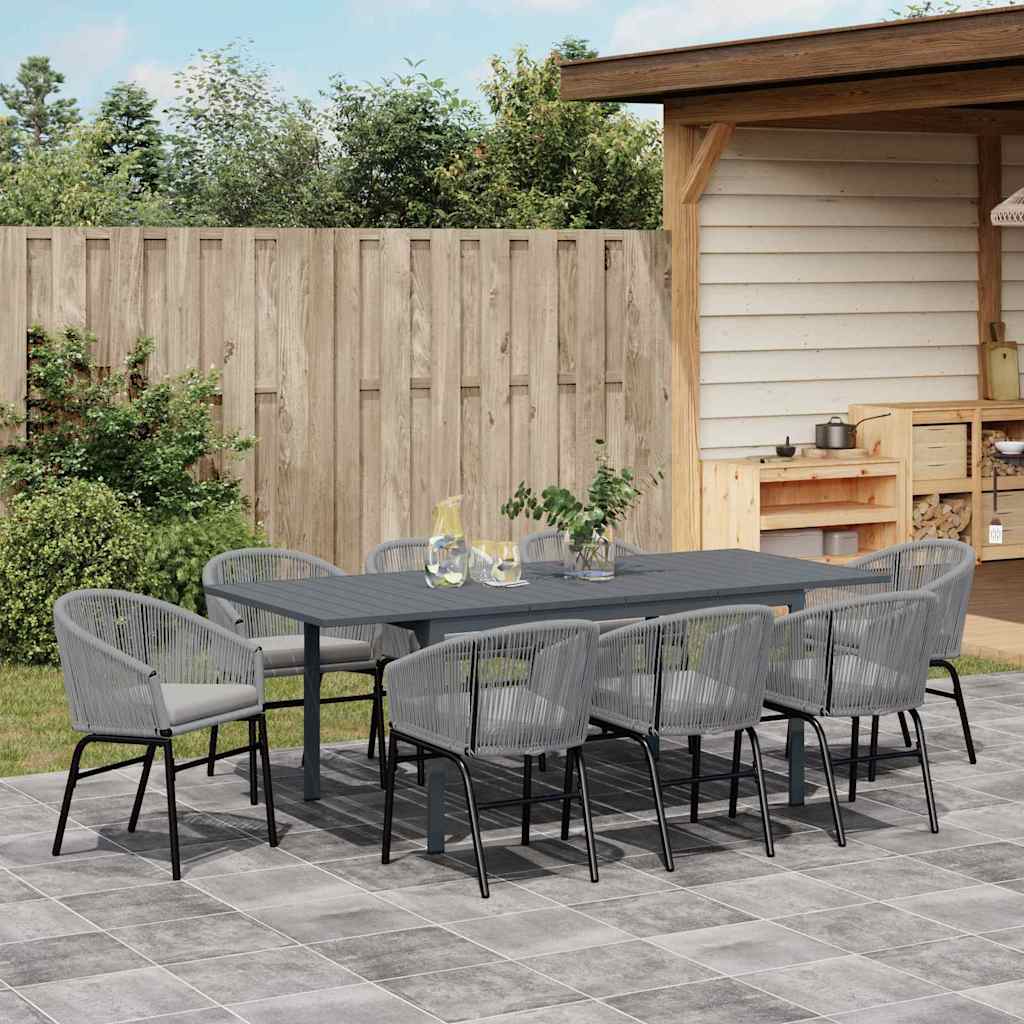 Garten Essgruppe 9 pcs Grau Poly Rattan