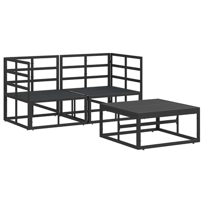 Garten-Sofa-Set mit Kissen 3 pcs Schwarz Aluminium