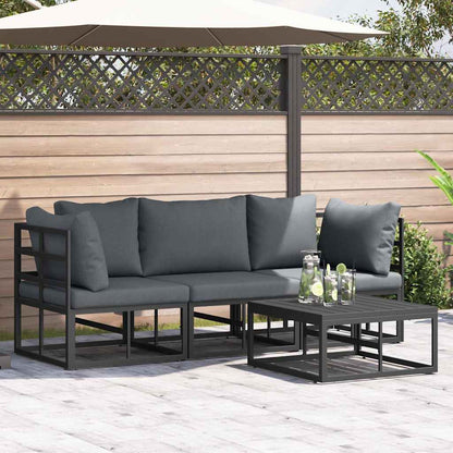 Garten-Sofa-Set mit Kissen 4 pcs Schwarz Aluminium