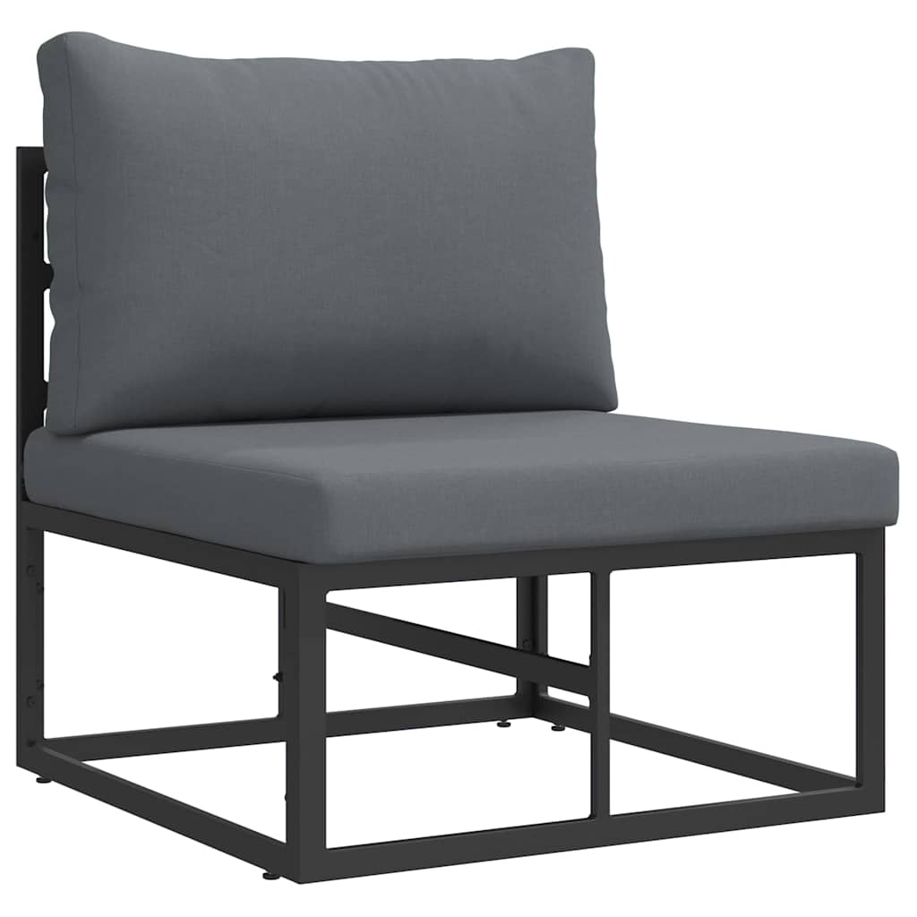 Garten-Sofa-Set mit Kissen 4 pcs Schwarz Aluminium