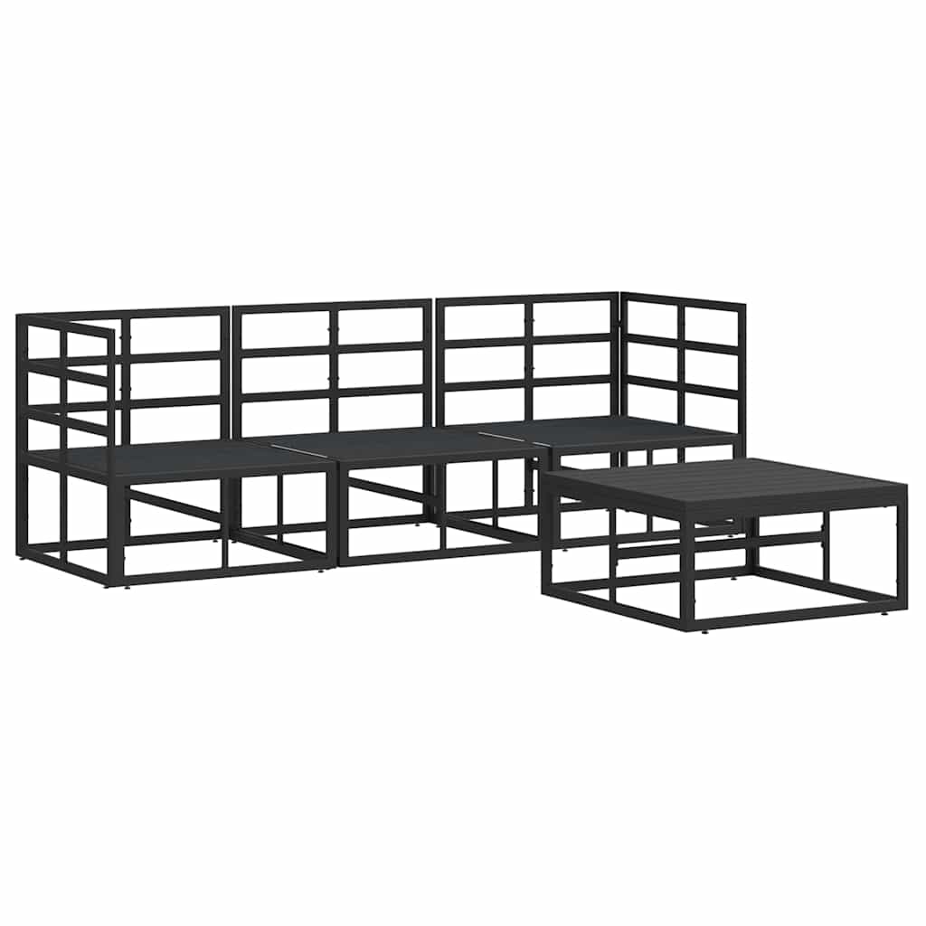 Garten-Sofa-Set mit Kissen 4 pcs Schwarz Aluminium