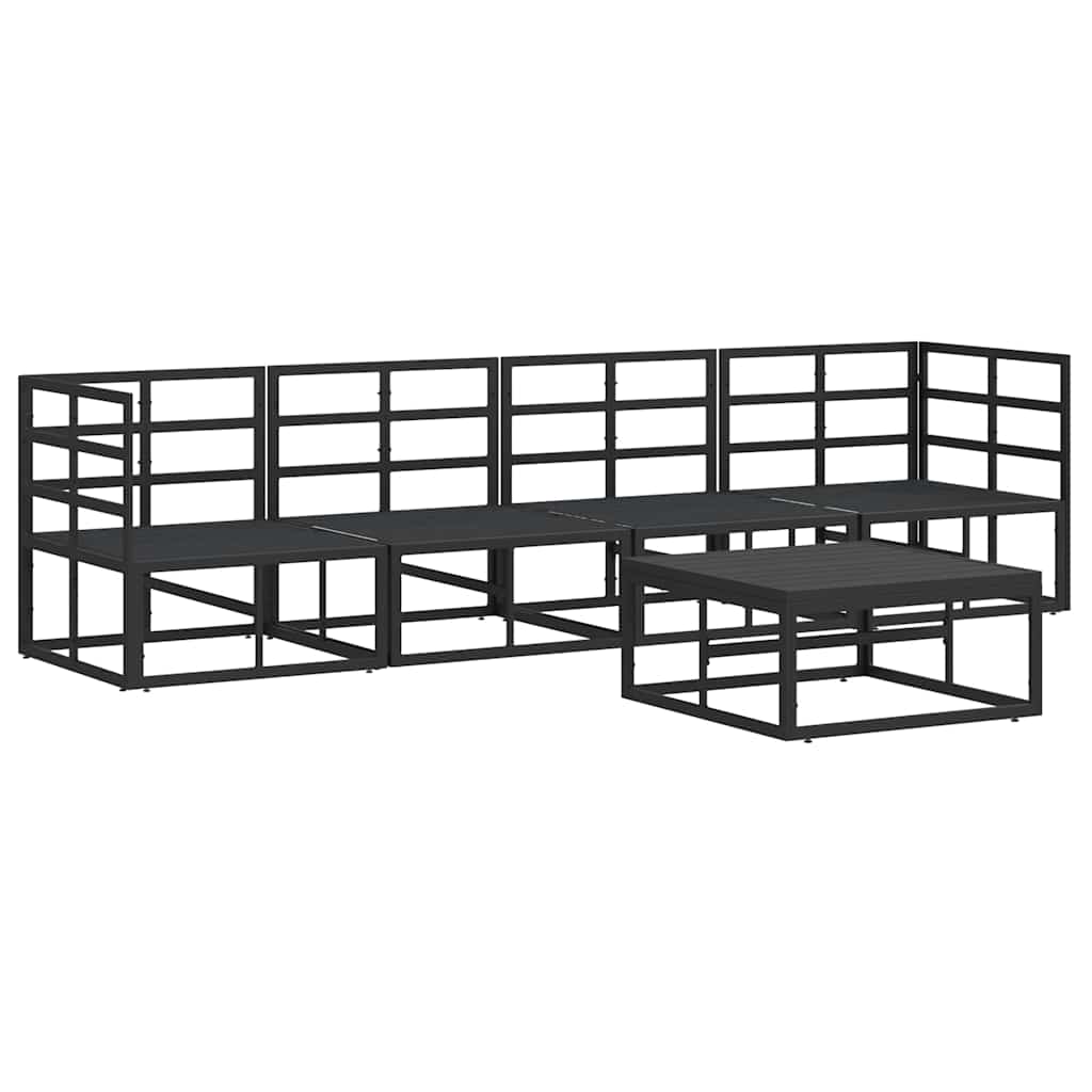 Garten-Sofa-Set mit Kissen 5 pcs Schwarz Aluminium