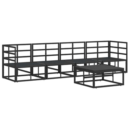 Garten-Sofa-Set mit Kissen 5 pcs Schwarz Aluminium