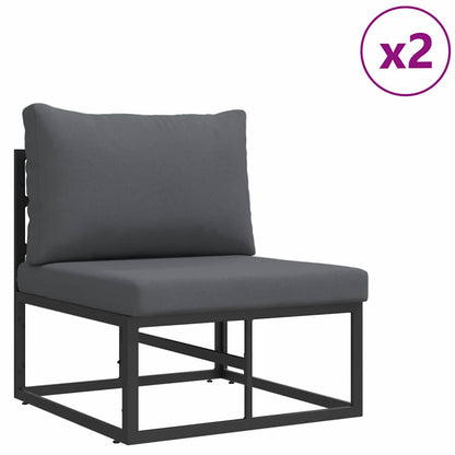 Garten-Sofa-Set mit Kissen 5 pcs Schwarz Aluminium