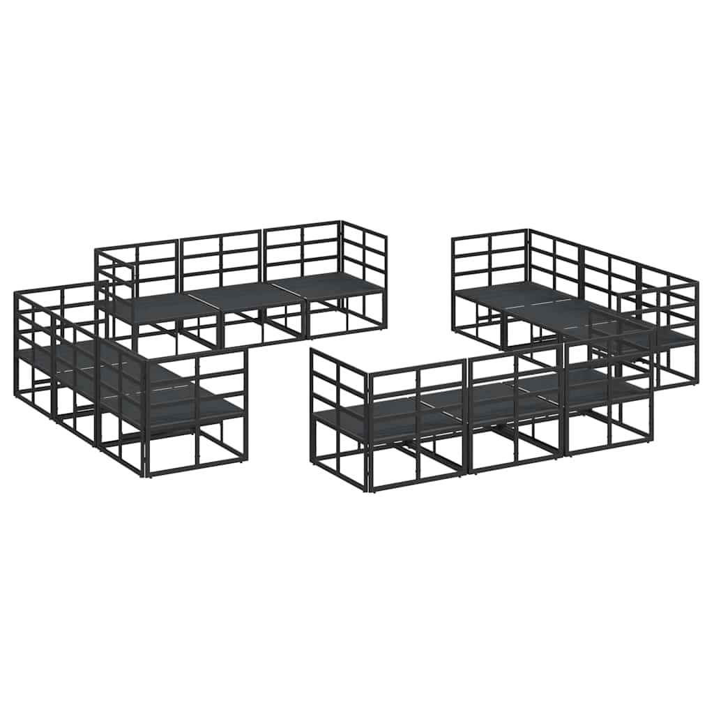 Garten-Sofa-Set mit Kissen 12 pcs Schwarz Aluminium